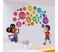 Shein Pegatinas de pared con burbujas de citas positivas de colores, arte de pared removible con palabras amables para niños, decoración de pared para guard