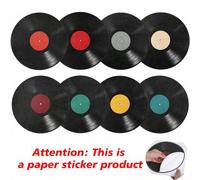 Shein Pegatinas de pared con forma de disco de vinilo a prueba de agua, calcomanías de transferencia con patrón de disco de vinilo retro de música DJ, adecu