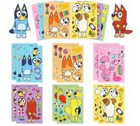 Shein Pegatinas de rompecabezas del perro de dibujos animados Bluey, divertidas pegatinas de rompecabezas de animales hechas a mano, pegatinas educativas de