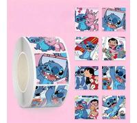 Shein Pegatinas de Stitch de Disney, 500 hojas/rollo, etiquetas rectangulares de dibujos animados lindos, adecuadas para regalos de fiesta, invitaciones, re