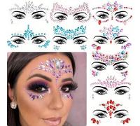 Shein Pegatinas de strass de colores para la cara de múltiples especificaciones, adhesivas y de fijación firme sin dañar la piel, estilos variados para deco