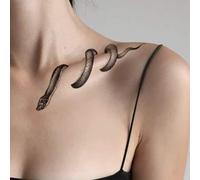 Shein Pegatinas de tatuaje, 1 hoja de tatuajes temporales con patrón de serpiente para mujeres, pegatinas de tatuaje para adultos, tatuaje realista de serp