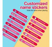 Shein Pegatinas personalizables de color rosa y rojo, resistentes al desgarro y sin residuos, personalizadas para una fácil identificación, colores rosa y r