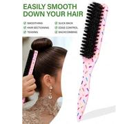 Shein Peine de control de bordes con motas rosas, peine profesional para cardado, crea colas de caballo y moños suaves, herramienta de peinado con cola punt