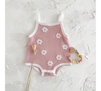 Shein Pelele casual sin mangas con bordado floral para bebé recién nacida, verano