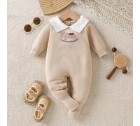 Shein Pelele de punto con estampado de caballito de balancín de manga larga para bebé niño, otoño/invierno