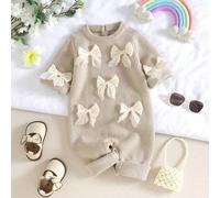 Shein Pelele de suéter para bebé e infante, con decoración de lazo 3D, cuello redondo y manga larga, mono dulce y de moda