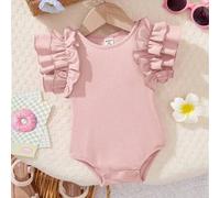 Shein Pelele informal rosa con volantes para bebé recién nacida