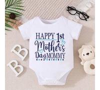 Shein Pelele personalizado con estampado de alfabeto lindo para bebé recién nacido niño "Feliz Día de la Madre"