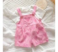 Shein Pelele rosa con corazón lindo y versátil para recién nacida, de verano
