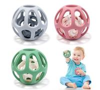 Shein Pelota de dentición para bebés 2 en 1 - Diseño de superficie texturizada, fácil de agarrar, estimulación multisensorial - Material 100% de silicona, a