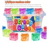 Shein Pelota de estrés cúbica blanda y colorida, juguete de compresión suave y elástico de TPR, juguete sensorial de cubo de lenta subida, squishies para al