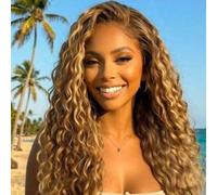 Shein Peluca 13x4 Pre-todo Adiós al deslizamiento Encaje frontal pre-cortado, pre-arrancado, pre-blanqueado, color mixto bronde dorado con reflejos rubio mi