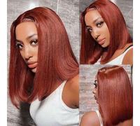 Shein Peluca Bye Bye Knots 7x5 con cierre de encaje estilo yaki, color marrón rojizo cálido y rico, amigable para principiantes, con cabello humano premium