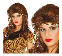 Shein Peluca Caverna para Disfraces Infantiles de Estilo Prehistórico, Peluca de Pelo Largo y Rizado con Banda Animal Print, Perfecta para Fiestas Temáticas