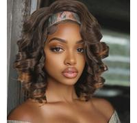 Shein Peluca con diadema de ondas sueltas para . Elegante peluca con diadema de ondas sueltas y rizadas en degradado ombre de color marrón chocolate, cabell