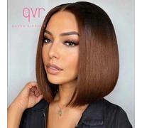 Shein Peluca de cabello humano 100% con encaje frontal en T, cabello Remy virgen con pelo de bebé, raya al medio, línea natural del cabello, degradado de co