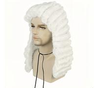 Shein Peluca de juez, peluca de abogado, peluca de polvo, peluca de cabello largo y rizado, peluca de hombre de la época colonial, peluca grande de abogado,