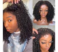 Shein Peluca frontal de encaje con rizo rizado, de 13 x 4 pulgadas, con bordes rizado afro 4C de 180% de densidad, de 8 a 20 pulgadas, peluca frontal de enc