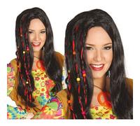 Shein Peluca Negra Hippie en Caja para Disfraces Juveniles y Adultos, Accesorio de Pelo Extendido, Con Beads y Peinado rast@, Perfecta para Fiestas Temática
