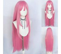 Shein Peluca rosa con flequillo de estilo elegante para mujer, peluca romántica para el Día de San Valentín, peluca de cabello liso extra largo, peluca sint