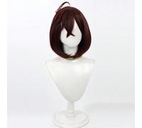 Shein Peluca sintética ondulada de 13 pulgadas de largo, color rojo-marrón, de estilo Ayase, con flequillo, adecuada para rol play, Halloween, Navidad, Noch