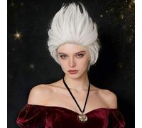 Shein Peluca y collar de bruja marina sintética blanca plateada resistente al calor disponible para mujeres, accesorios para disfraces de Navidad, fiestas d