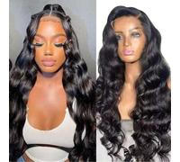 Shein Pelucas de cabello humano con encaje frontal, 14-32 pulgadas, 13x4, 13x6, densidad 180, con ondas corporales, prearrancadas, brasileñas, 13x6, 5x5, si
