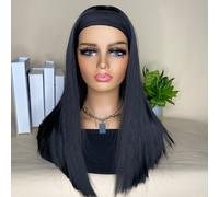 Shein Pelucas Sintéticas Resistentes Al Calor Con Tensión Larga Y Recta, Diadema Natural Negra De 16 Pulgadas Para Pelucas Naturales De Mujer Con Diadema