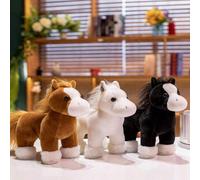 Shein Peluche de animal de 7.8 pulgadas - Caballo, 3 colores y estilos diferentes para elegir, poni simulado hecho de tela de peluche suave, pelo suave marr