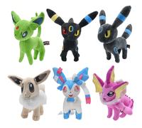 Shein Peluches de 6 estilos de Pokémon, juguetes de muñecos de peluche Eevee, Pocket Monster Harmonia Heterochromatic Espeon Umbreon Sylveon, figuras de a