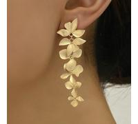 Shein Pendientes con flores de lilas con Charm vintage y pétalos de hoja dorados, elegante y noble regalo para San Valentín, mamá, madre, Día de la Madre