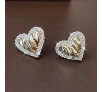 Shein Pendientes con forma de corazón con pliegues y llenos de rhinestones, aptos para fiestas festivas, bodas y como regalo exclusivo para el Día de San Va