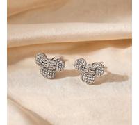 Shein Pendientes de botón con forma de ratón de Disney Mickey Mouse con cristales de imitación, 1 par, tono dorado, brillantes, ligeros y cómodos para mujer
