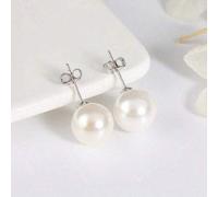 Shein Pendientes de perlas naturales de 8MM, 10MM y 12MM de plata de ley 925 con tuercas de plata 925, diseño elegante y simple, un gran regalo para la novi