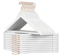 Shein Percha de Madera Maciza, Juego de 20/50, con Ranuras para Hombros, Barra Antideslizante para Pantalones, Gancho Giratorio de 360°, para Trajes, Camisa