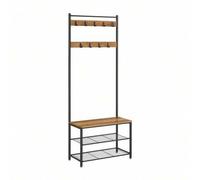 Shein Perchero con Estante para Zapatos, Mueble de Entrada con Banco, 3 en 1, Marco de Acero, para Entrada y Pasillo, 32 x 70 x 177 cm, Estilo Industrial, m