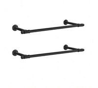 Shein Perchero de Pared, Colgador de Pared, Estilo Industrial, Ahorro de Espacio, 30 x 84 x 7 cm, Juego de 1 /2, Carga de 60 kg, Montaje Fácil, Acero, Ne-gr