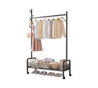 Shein Perchero de pie burro metálico con ruedas, Zapatero, Cesto de almacenamiento para ropa, Zapatos, Bolsos y accesorios - Multifuncional para salón, dorm