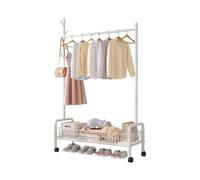 Shein Perchero de pie burro metálico con ruedas, Zapatero, Cesto de almacenamiento para ropa, Zapatos, Bolsos y accesorios - Multifuncional para salón, dorm