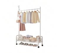 Shein Perchero de pie burro metálico con ruedas, Zapatero, Cesto de almacenamiento ropa, Zapatos, Bolsos y accesorios - Multifuncional para salón, dormitori
