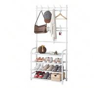 Shein Perchero de pie pesado con estante para zapatos, percha para zapatos, ganchos auxiliares, multifuncional para ropa, accesorios y talla grande - Ideal