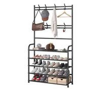 Shein Perchero de pie pesado con estante para zapatos, percha para zapatos, ganchos auxiliares, multifuncional para ropa, accesorios y talla grande - Ideal