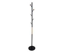 Shein Perchero metalico q-connect negro con detalles de madera 5 colgadores 177x28,5 cm