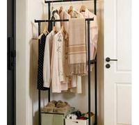 Shein Perchero móvil de barra doble/sencilla - Diseño con ruedas móviles, con espacio de almacenamiento, adecuado para la entrada/dormitorio/armario