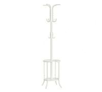 Shein Perchero, Perchero con Paragüero, 12 Ganchos, Estructura Metálica, 175 cm de Alto, para Entrada, Salón, Dormitorio, Blanco Perla, Regalo de Navidad