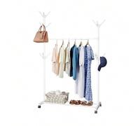 Shein Perchero pie de burro y zapatero, Colgador de ropa, Rueda giratoria, Soporte resistente con estante para zapatos, Bolso, Accesorios, Prenda, Multifunc