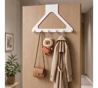 Shein Perchero Triangular Grande Mejorado para Puerta con Ganchos Traseros, Resistente a Cargas Pesadas, Sin Necesidad de Taladrar, Organizador Colgante par