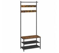 Shein Perchero Zapatero, Perchero Recibidor, con Banco Zapatero, 9 Ganchos ExtraÍbles, Barra Superior, 32,2 x 64 x 180 cm, Entrada Dormitorio, Industrial, M