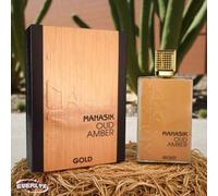 Shein Perfume árabe Manasik Oud Amber Gold Eau de Parfum 100ml - Fragancia intensa y lujosa con notas orientales, ámbar y oud - Aroma elegante, duradero y e